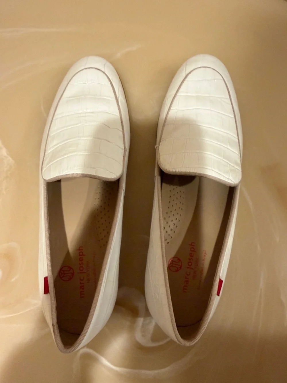 MARC JOSEPH NEW YORK Women 8 White Croc Leather Loafers Flats Handcrafted Brazil - Picture 8 of 9